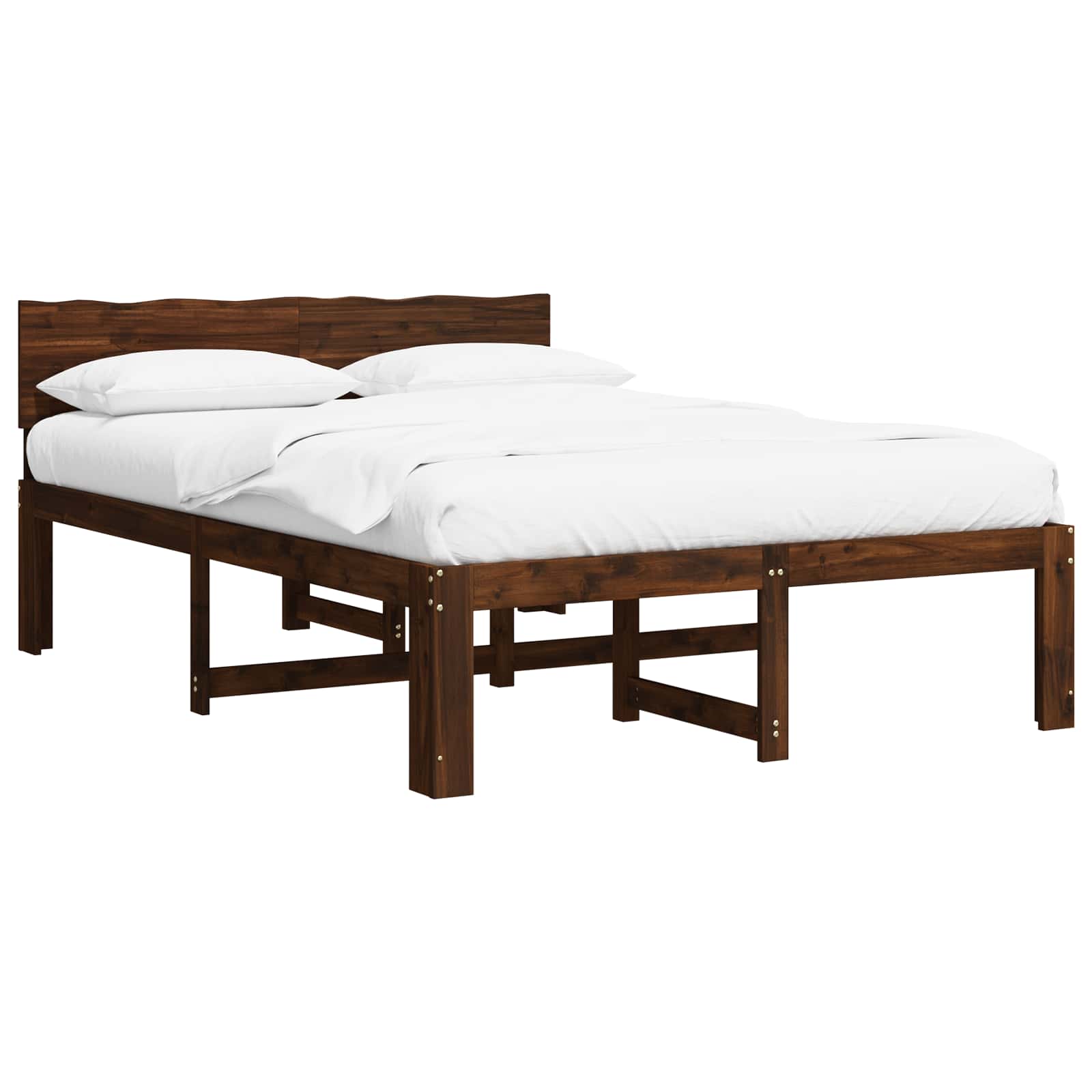Διπλό Κρεβάτι με Κεφαλάρι ROSTOCK Σκούρο Καφέ 160 x 200 cm