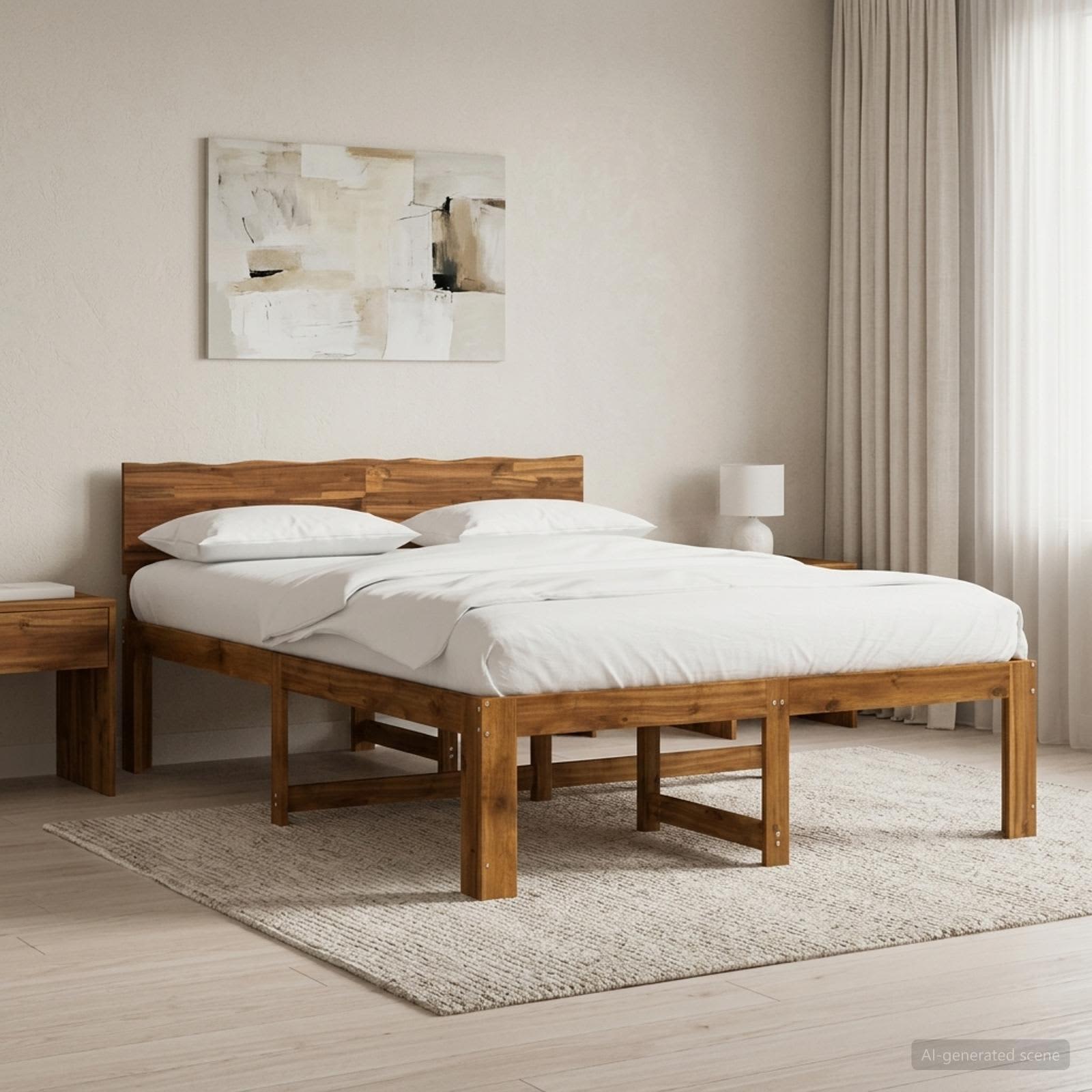 Διπλό Κρεβάτι με Κεφαλάρι ROSTOCK Φυσικό 160 x 200 cm - Pakobazaar
