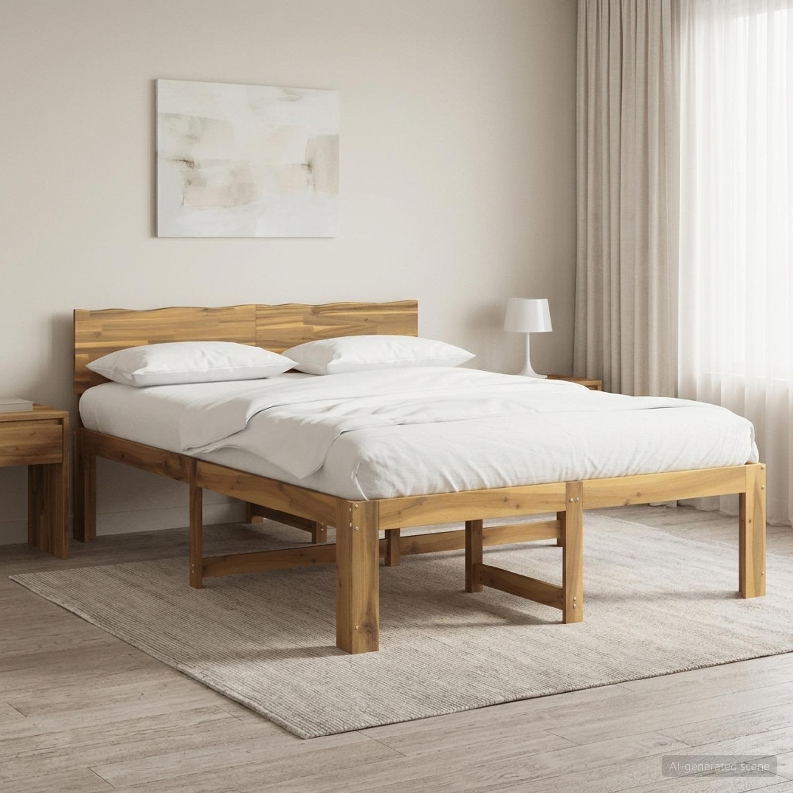 Διπλό Κρεβάτι με Κεφαλάρι ROSTOCK Λευκό 160 x 200 cm - Pakobazaar