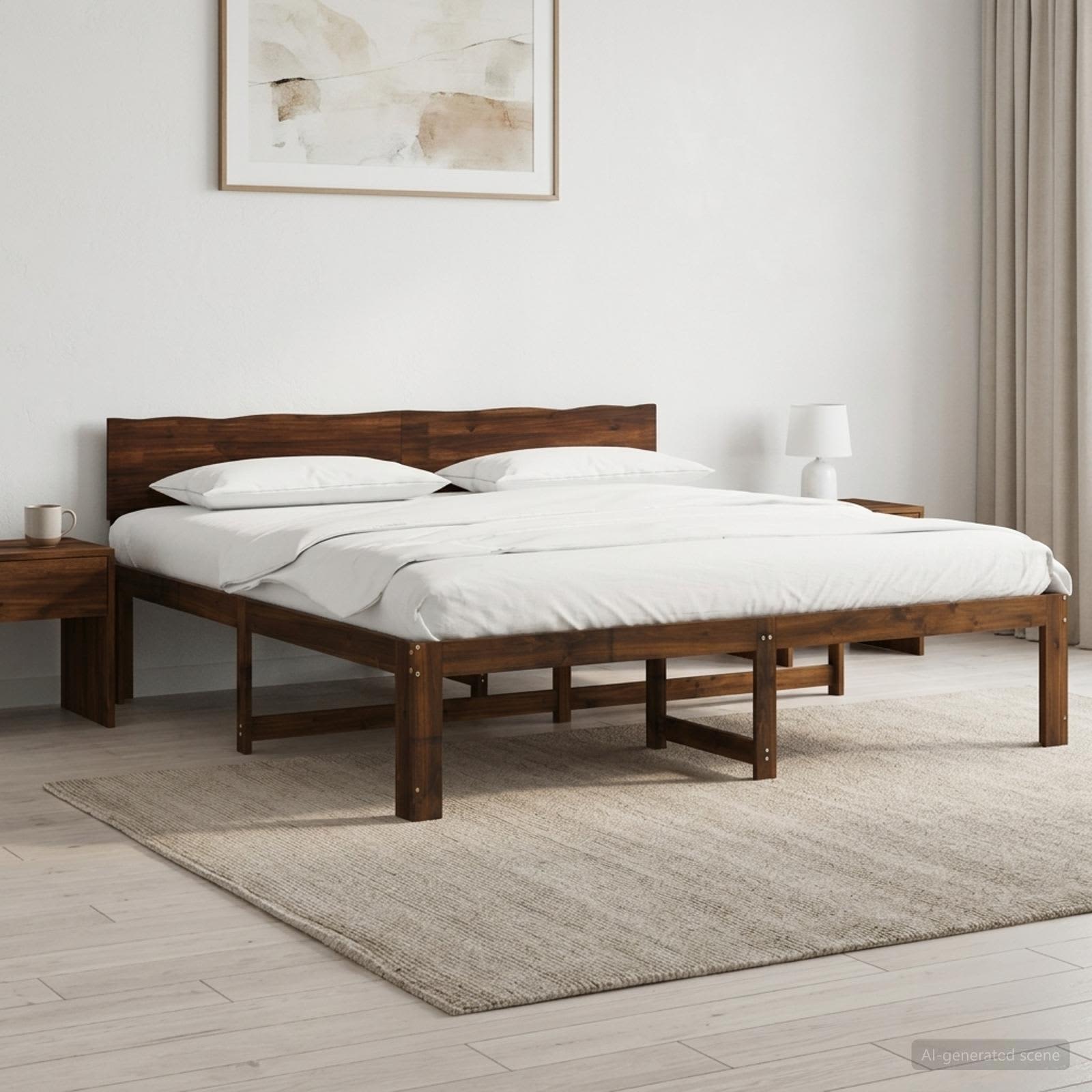Διπλό Κρεβάτι με Κεφαλάρι ROSTOCK Σκούρο Καφέ 180 x 200 cm - Pakobazaar