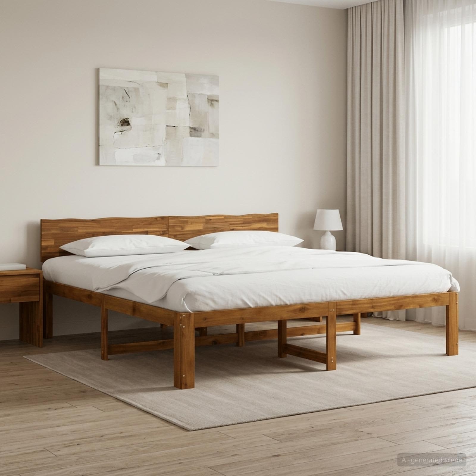 Διπλό Κρεβάτι με Κεφαλάρι ROSTOCK Φυσικό 180 x 200 cm - Pakobazaar