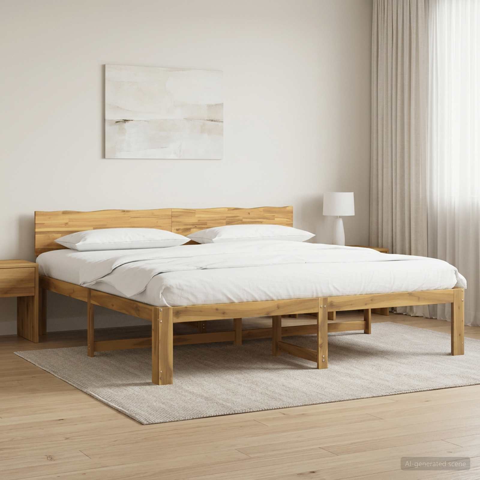 Διπλό Κρεβάτι με Κεφαλάρι ROSTOCK Λευκό 180 x 200 cm