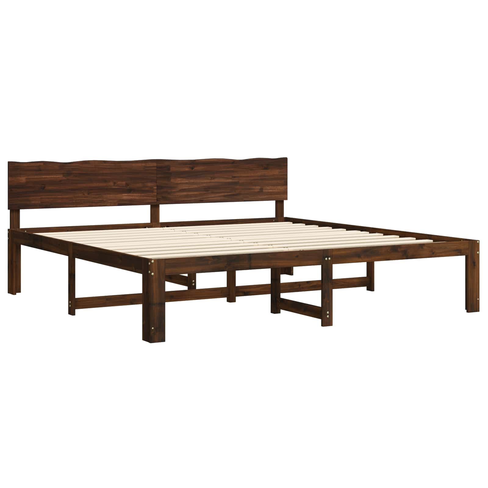 Διπλό Κρεβάτι με Κεφαλάρι ROSTOCK Σκούρο Καφέ 200 x 200 cm