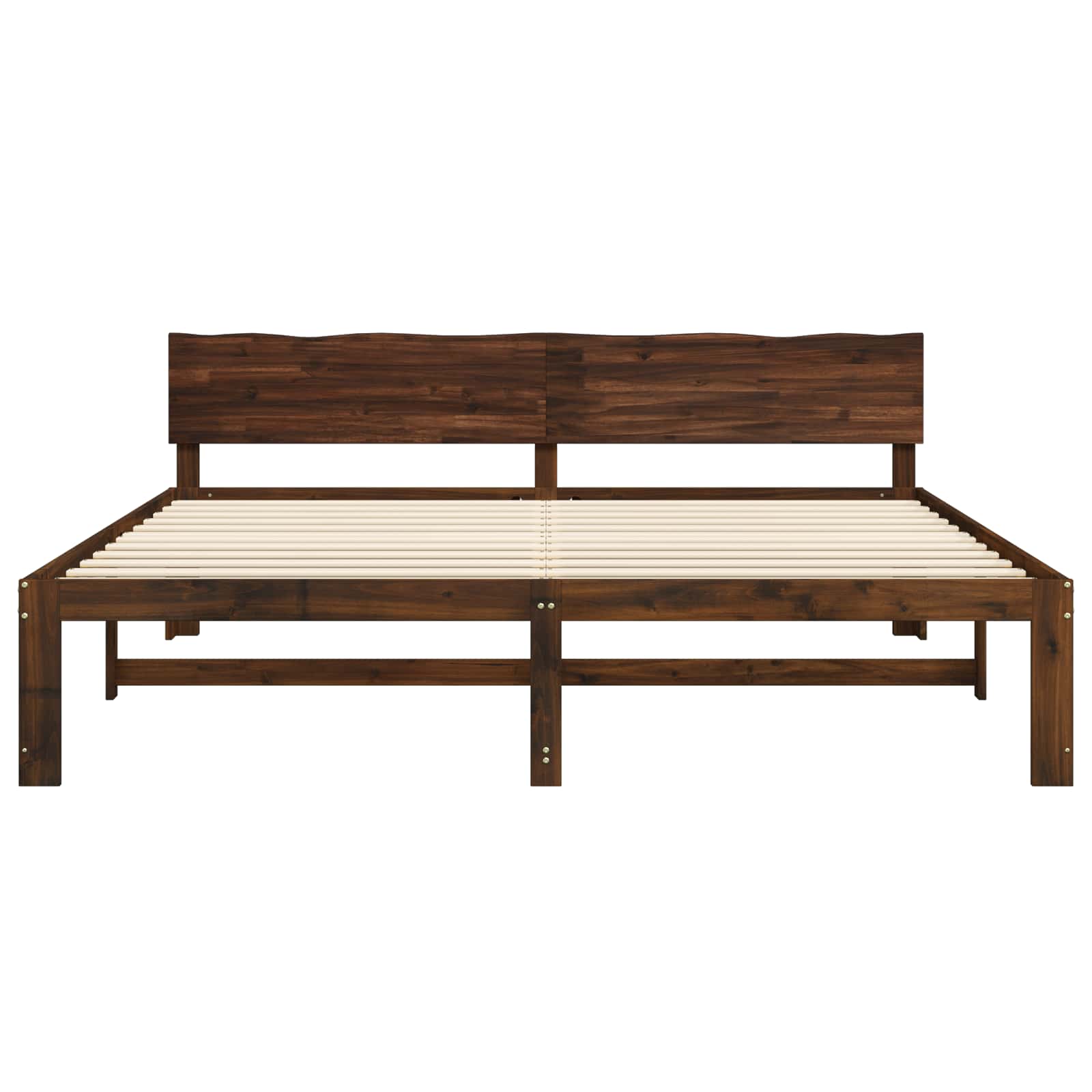 Διπλό Κρεβάτι με Κεφαλάρι ROSTOCK Σκούρο Καφέ 200 x 200 cm
