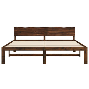 Διπλό Κρεβάτι με Κεφαλάρι ROSTOCK Σκούρο Καφέ 200 x 200 cm