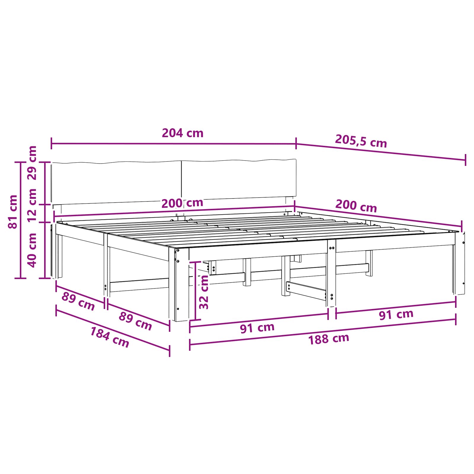 Διπλό Κρεβάτι με Κεφαλάρι ROSTOCK Φυσικό 200 x 200 cm - Pakobazaar