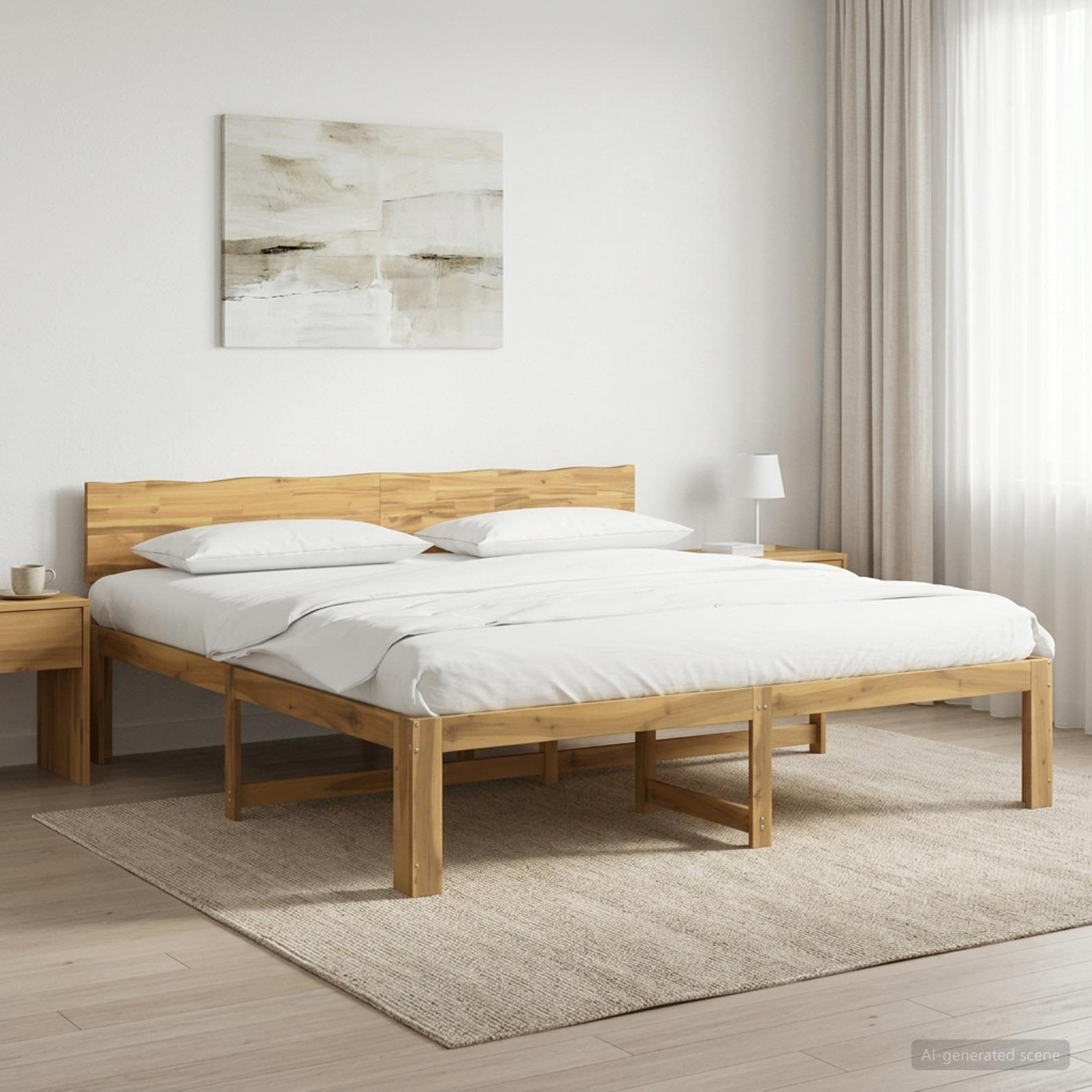 Διπλό Κρεβάτι με Κεφαλάρι ROSTOCK Λευκό 200 x 200 cm