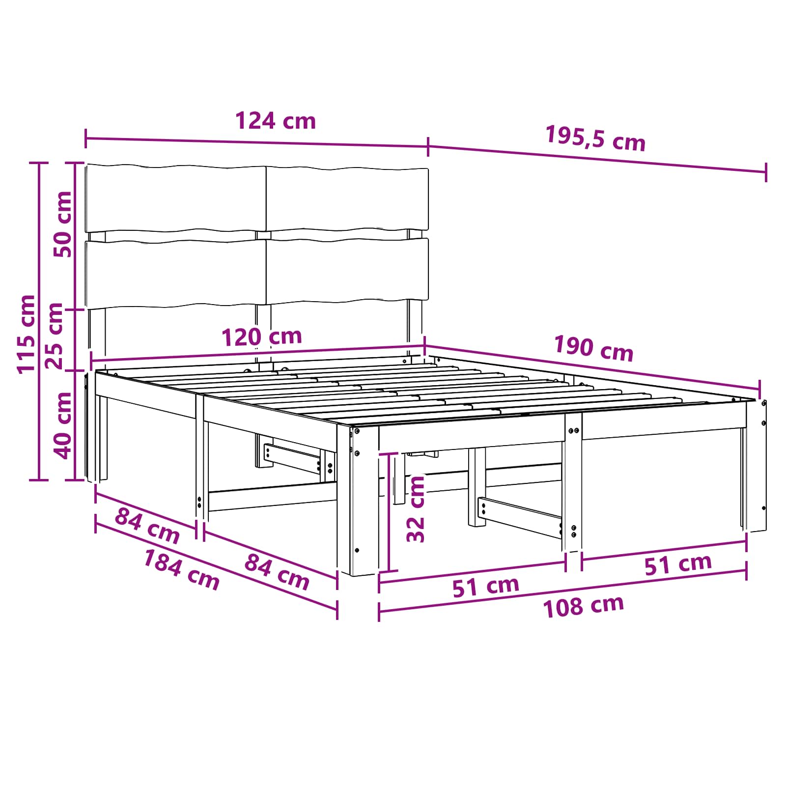 Διπλό Κρεβάτι με Κεφαλάρι ROSTOCK Λευκό 120 x 190 cm - Pakobazaar