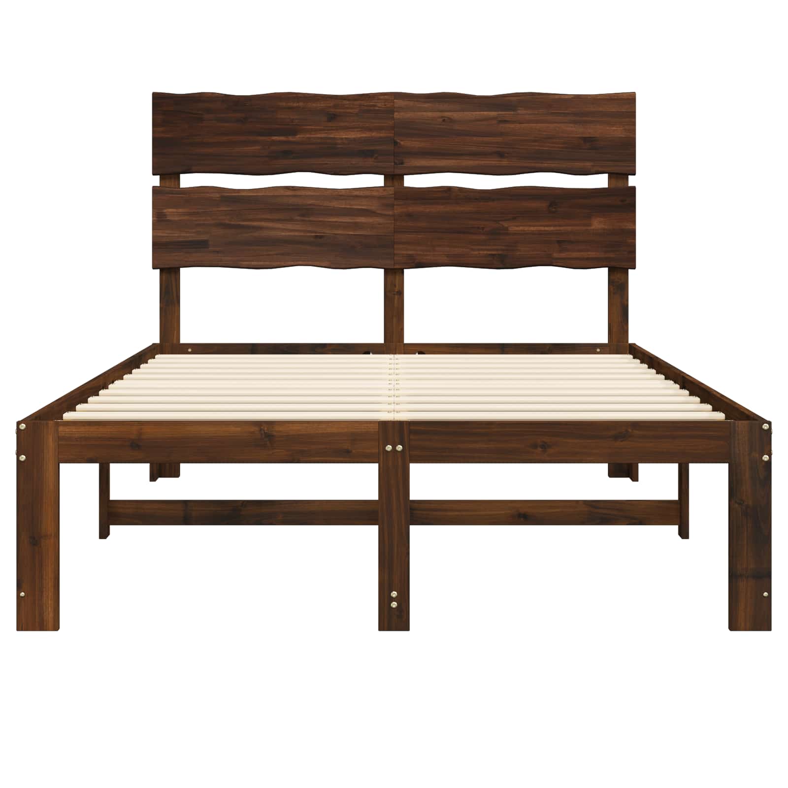 Διπλό Κρεβάτι με Κεφαλάρι ROSTOCK Σκούρο Καφέ 135 x 190 cm - Pakobazaar