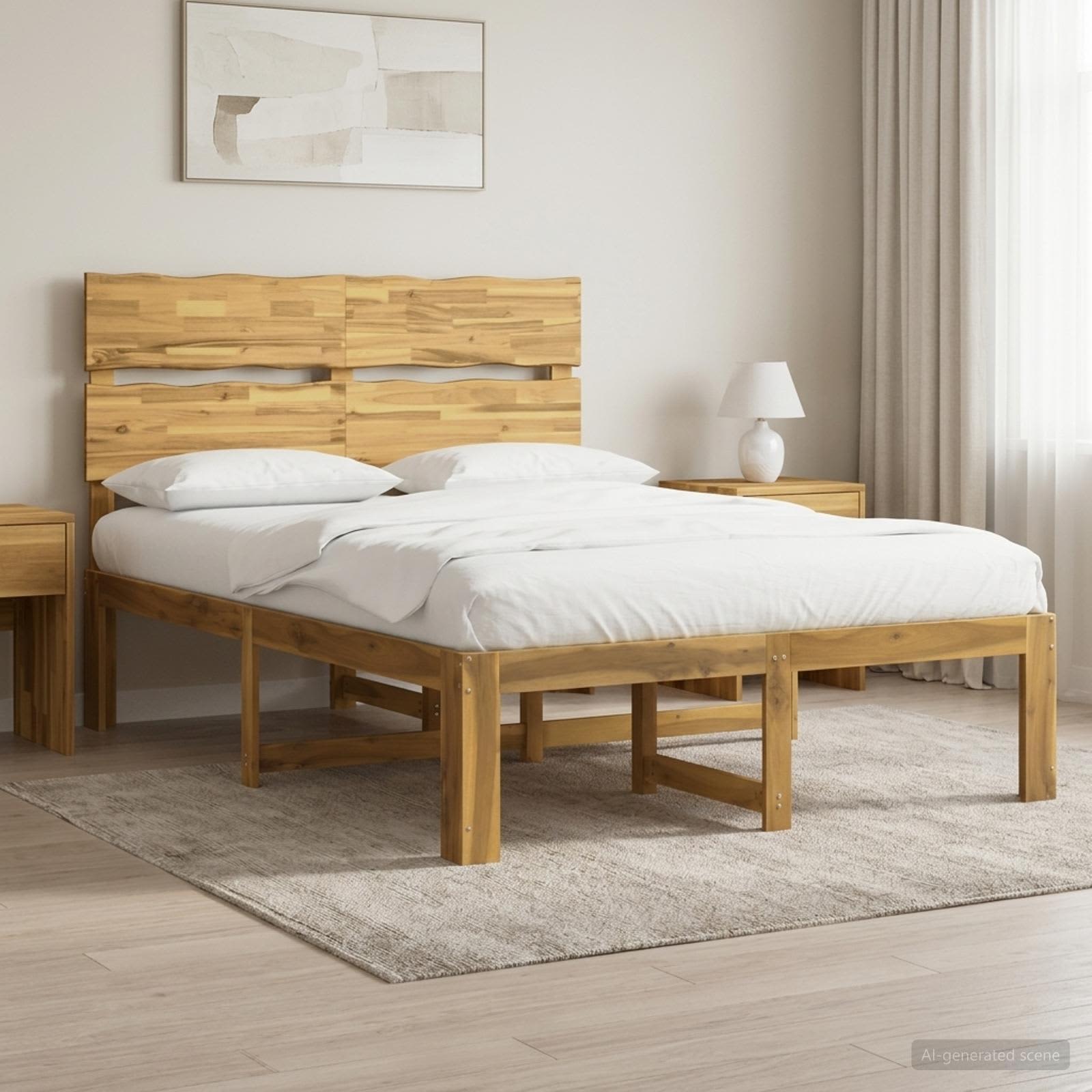 Διπλό Κρεβάτι με Κεφαλάρι ROSTOCK Λευκό 135 x 190 cm - Pakobazaar