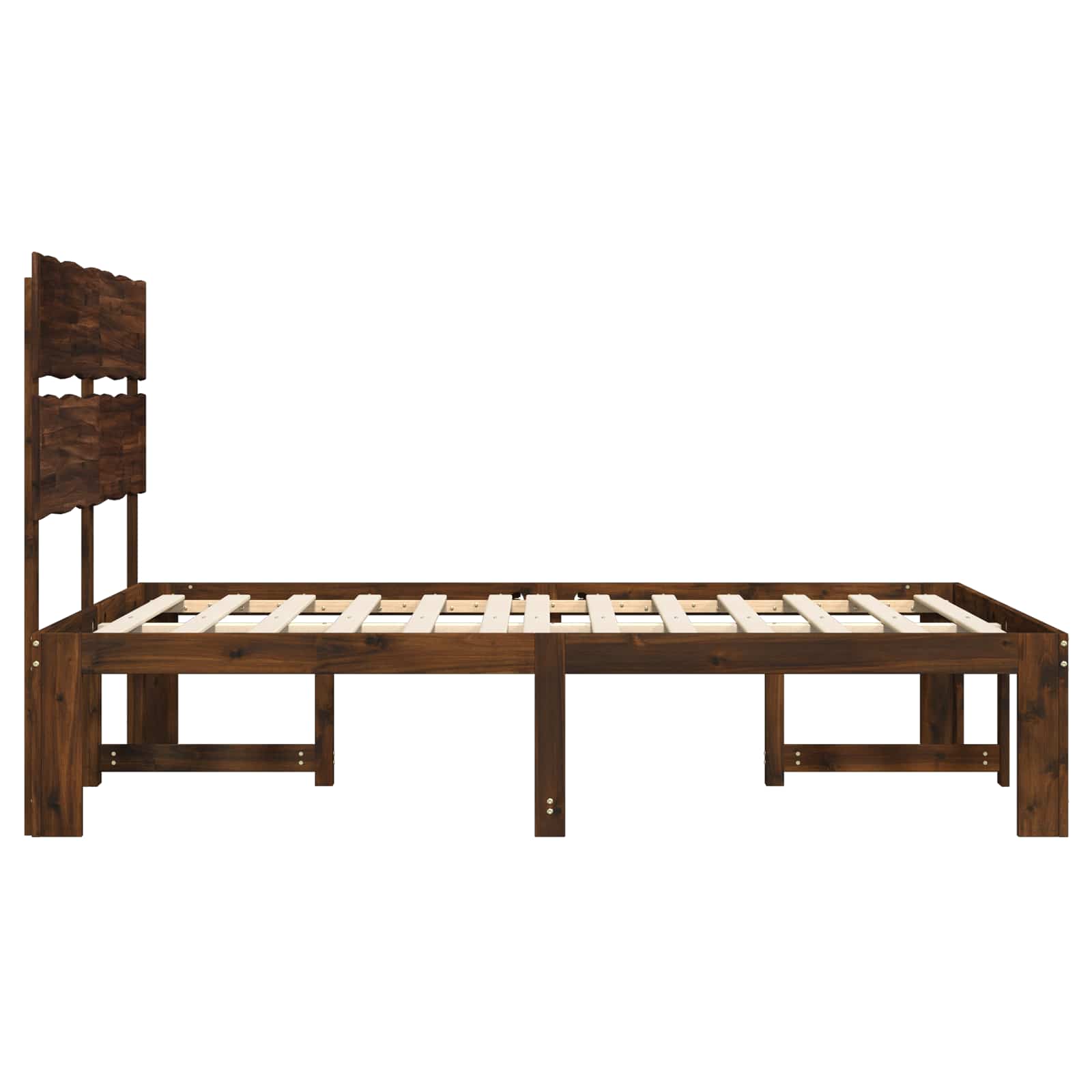 Διπλό Κρεβάτι με Κεφαλάρι ROSTOCK Σκούρο Καφέ 140 x 190 cm - Pakobazaar