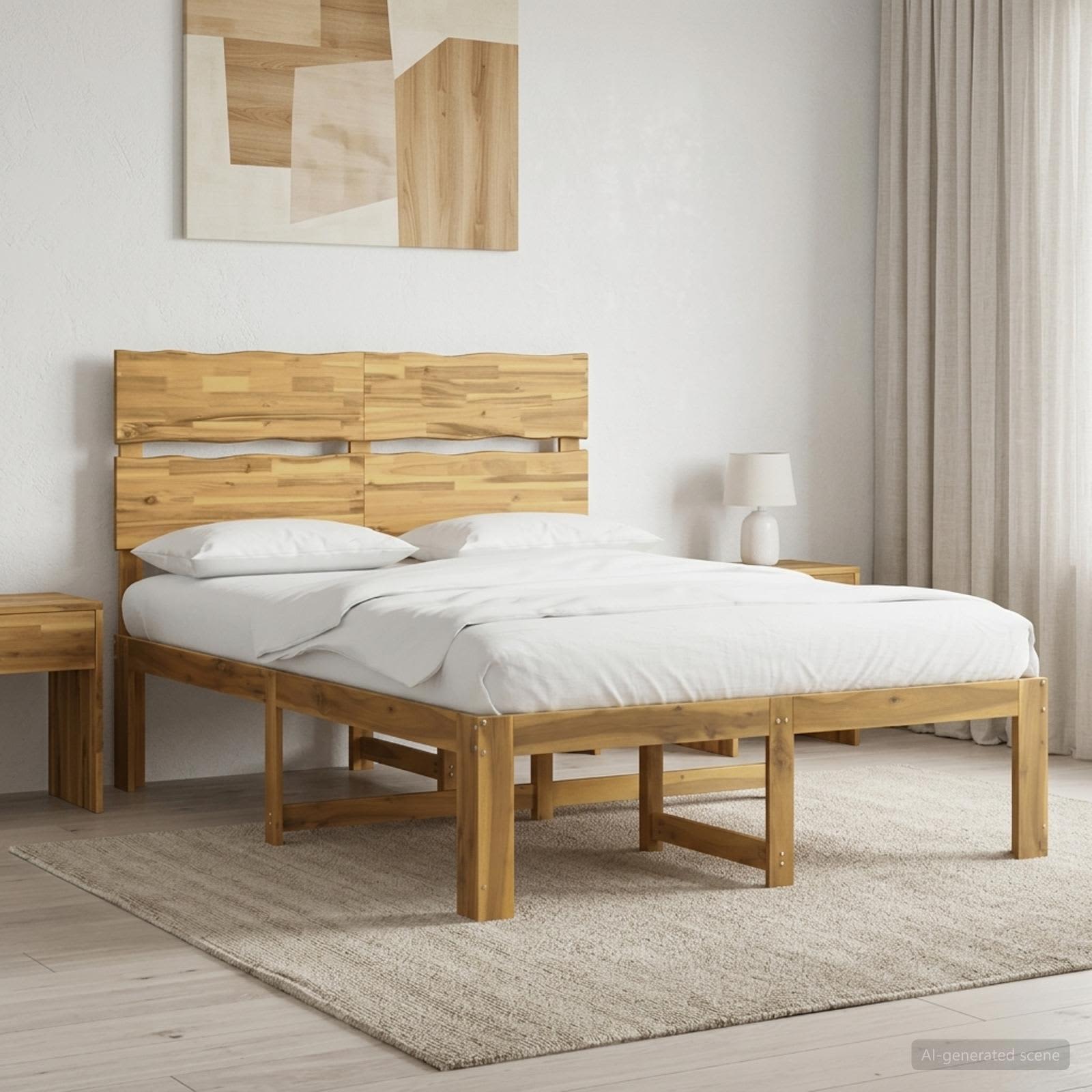 Διπλό Κρεβάτι με Κεφαλάρι ROSTOCK Λευκό 140 x 190 cm - Pakobazaar