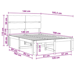 Διπλό Κρεβάτι με Κεφαλάρι ROSTOCK Λευκό 140 x 190 cm - Pakobazaar