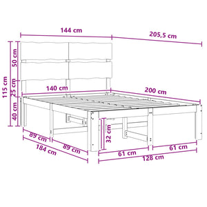 Διπλό Κρεβάτι με Κεφαλάρι ROSTOCK Φυσικό 140 x 200 cm
