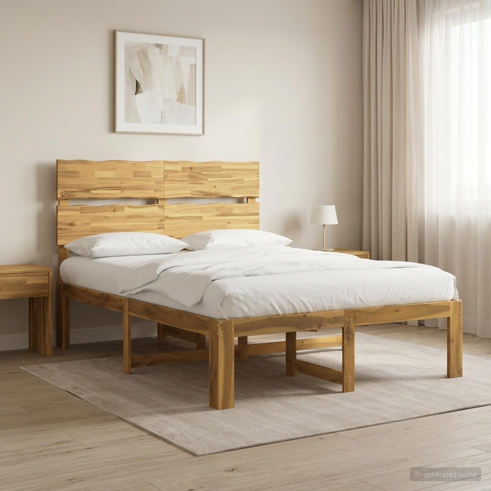 Διπλό Κρεβάτι με Κεφαλάρι ROSTOCK Λευκό 140 x 200 cm - Pakobazaar