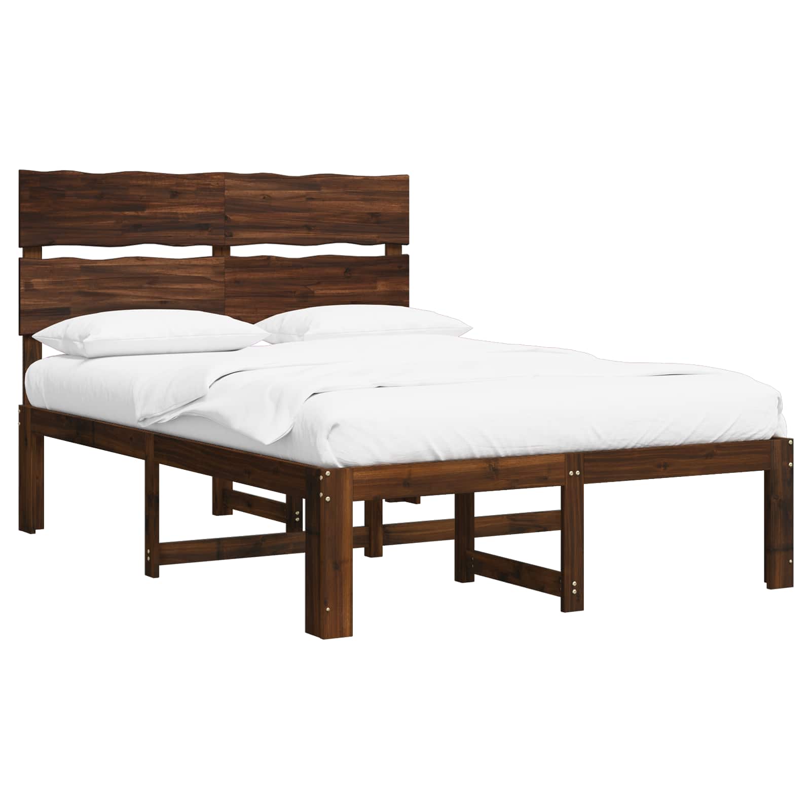 Διπλό Κρεβάτι με Κεφαλάρι ROSTOCK Σκούρο Καφέ 150 x 200 cm