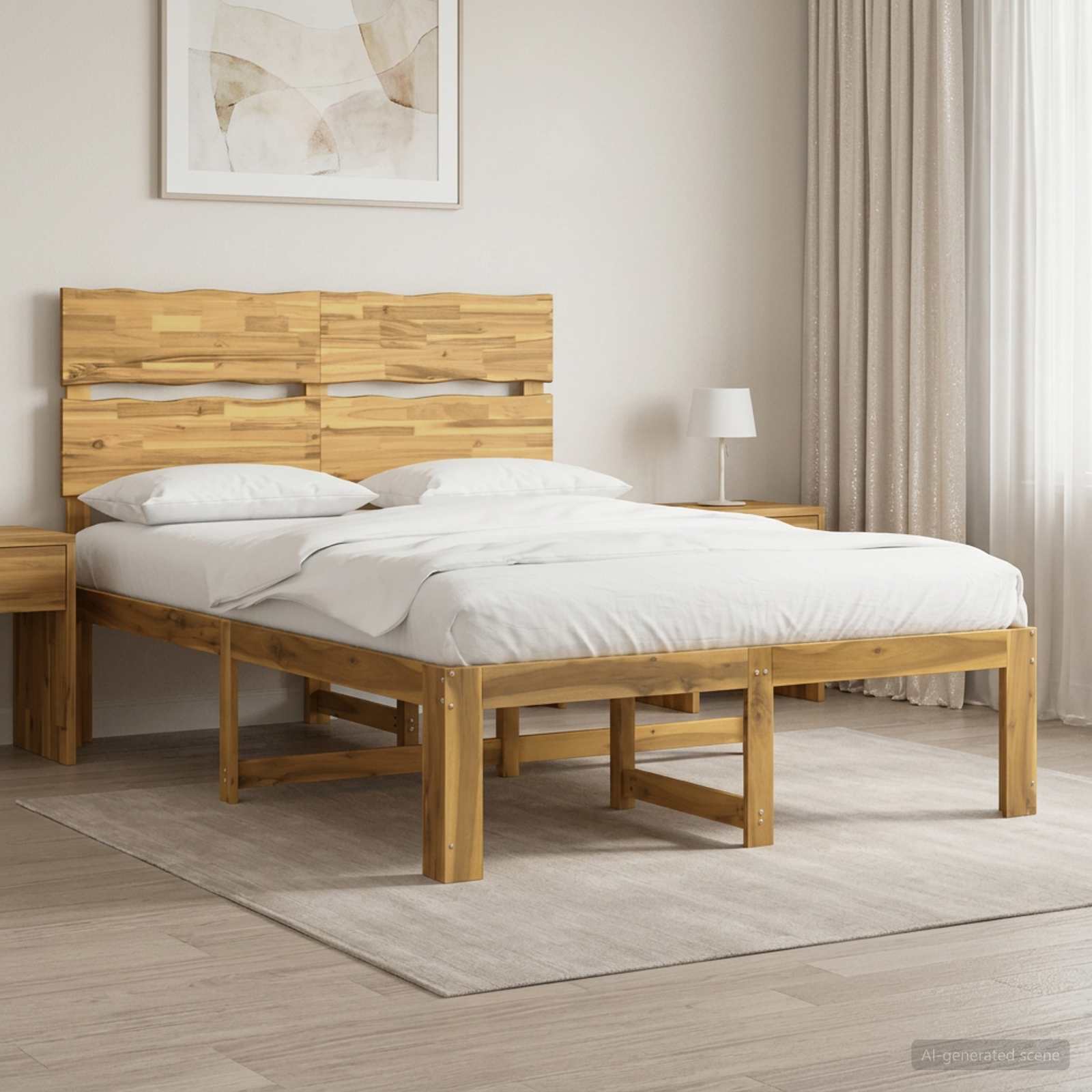 Διπλό Κρεβάτι με Κεφαλάρι ROSTOCK Λευκό 150 x 200 cm - Pakobazaar