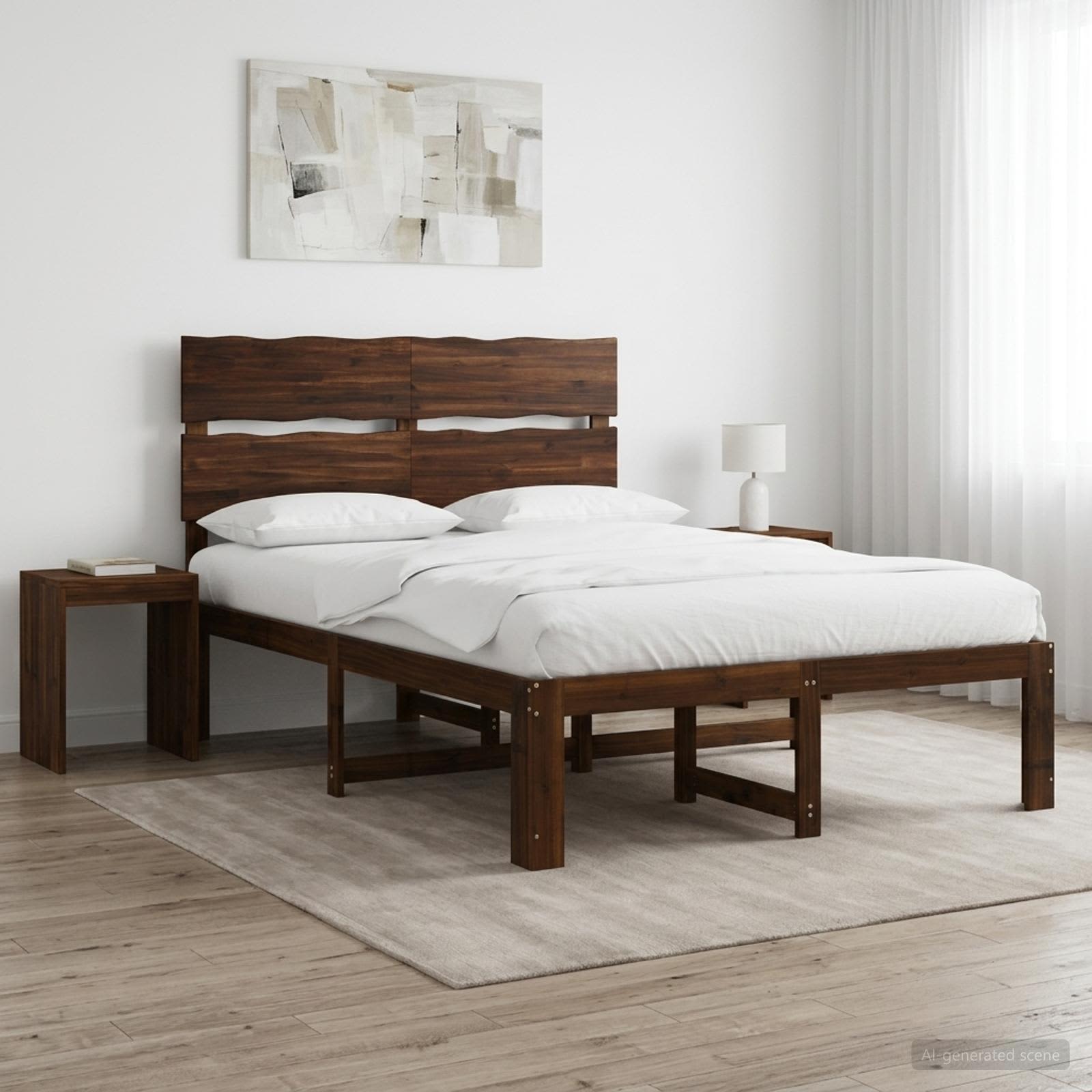 Διπλό Κρεβάτι με Κεφαλάρι ROSTOCK Σκούρο Καφέ 160 x 200 cm