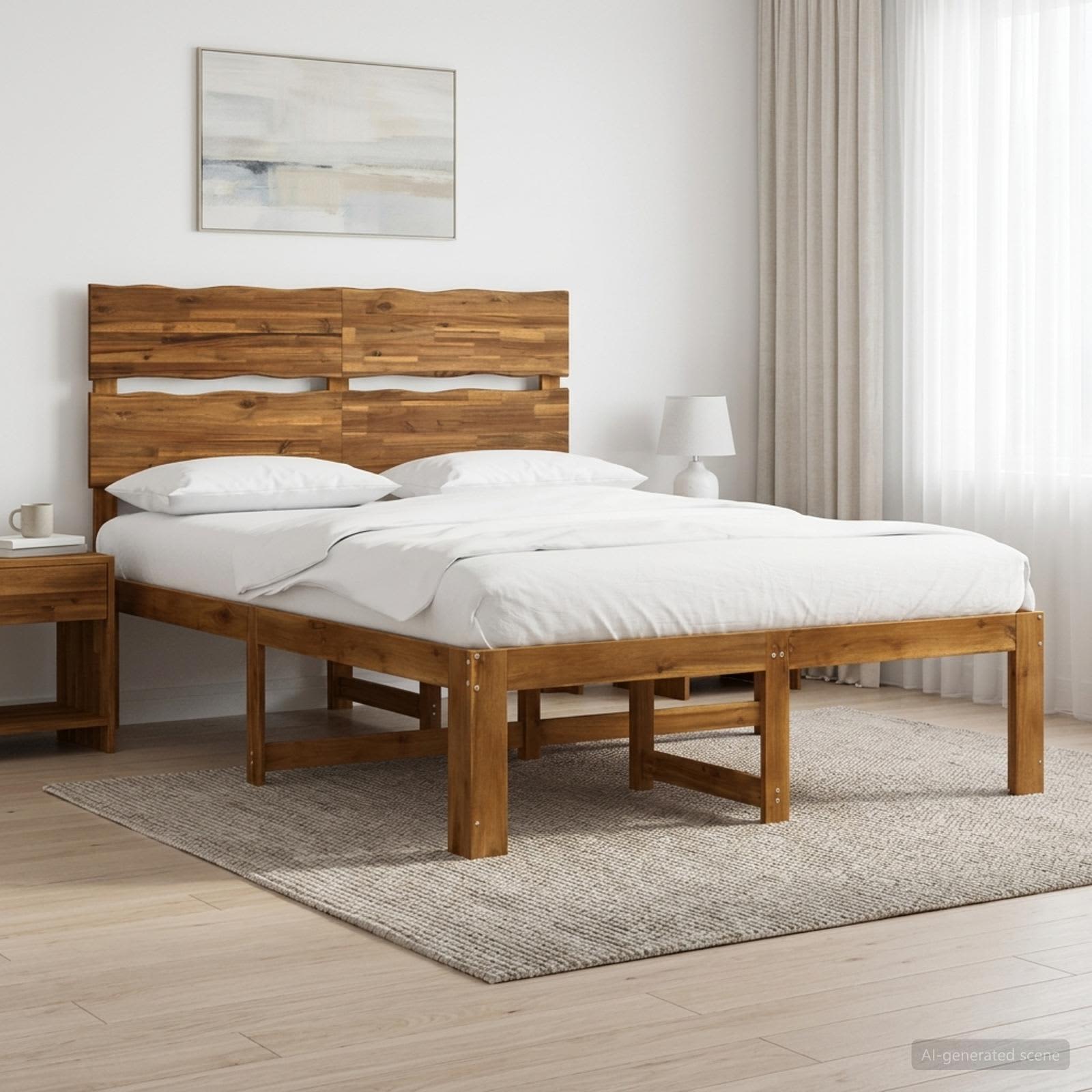 Διπλό Κρεβάτι με Κεφαλάρι ROSTOCK Φυσικό 160 x 200 cm - Pakobazaar