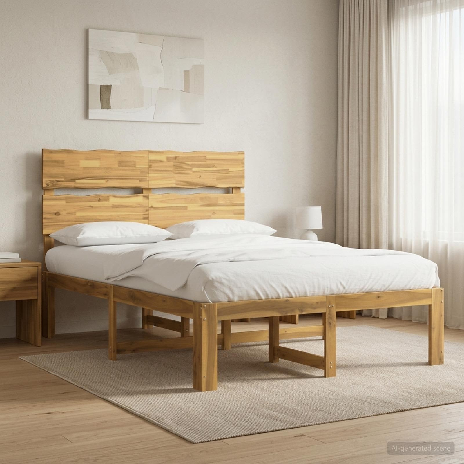 Διπλό Κρεβάτι με Κεφαλάρι ROSTOCK Λευκό 160 x 200 cm - Pakobazaar