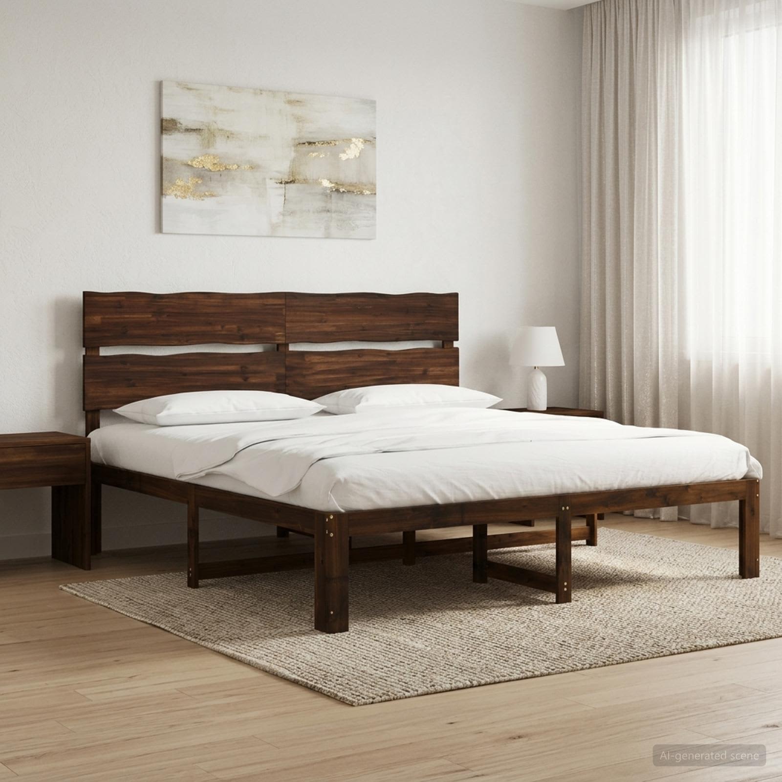Διπλό Κρεβάτι με Κεφαλάρι ROSTOCK Σκούρο Καφέ 180 x 200 cm