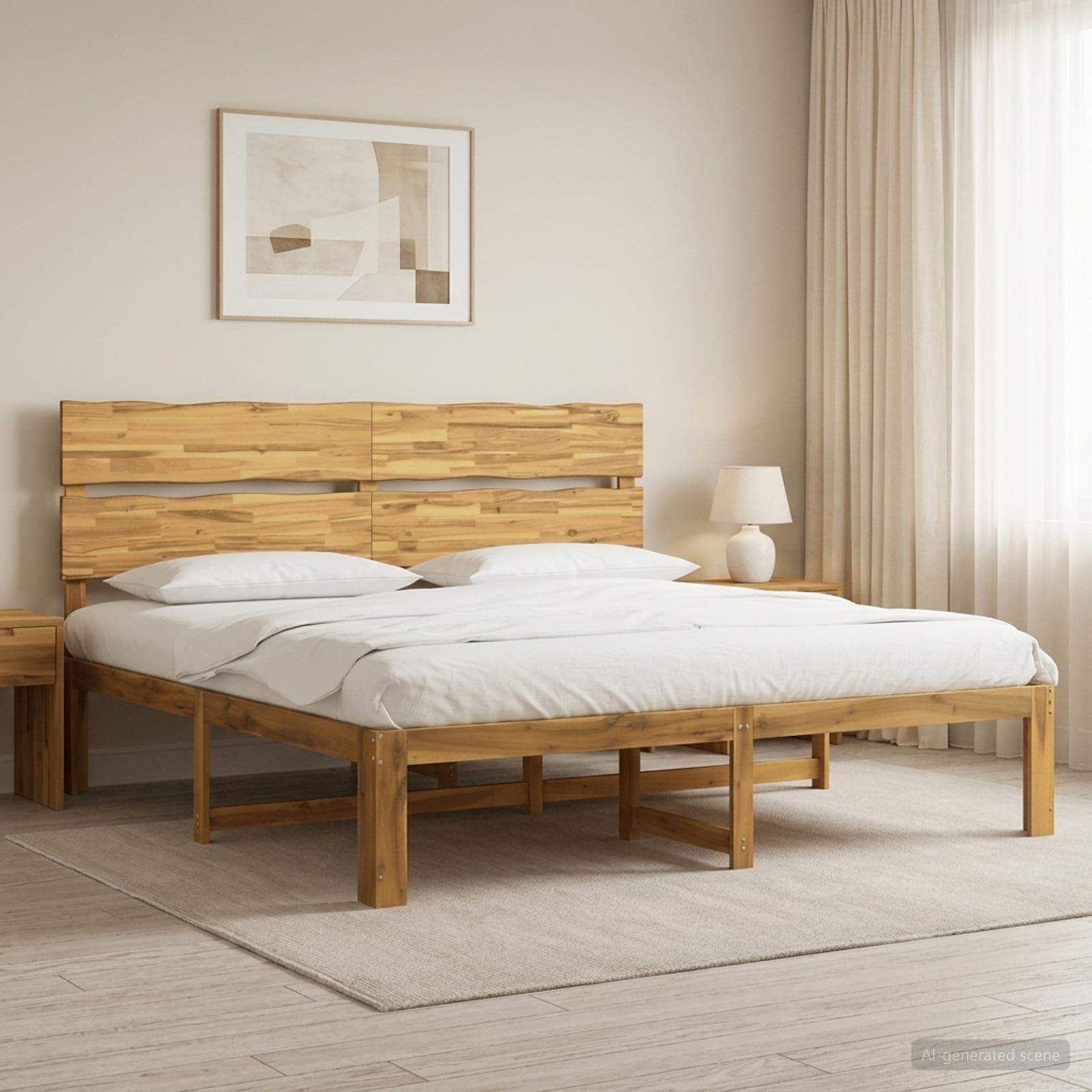 Διπλό Κρεβάτι με Κεφαλάρι ROSTOCK Λευκό 180 x 200 cm - Pakobazaar
