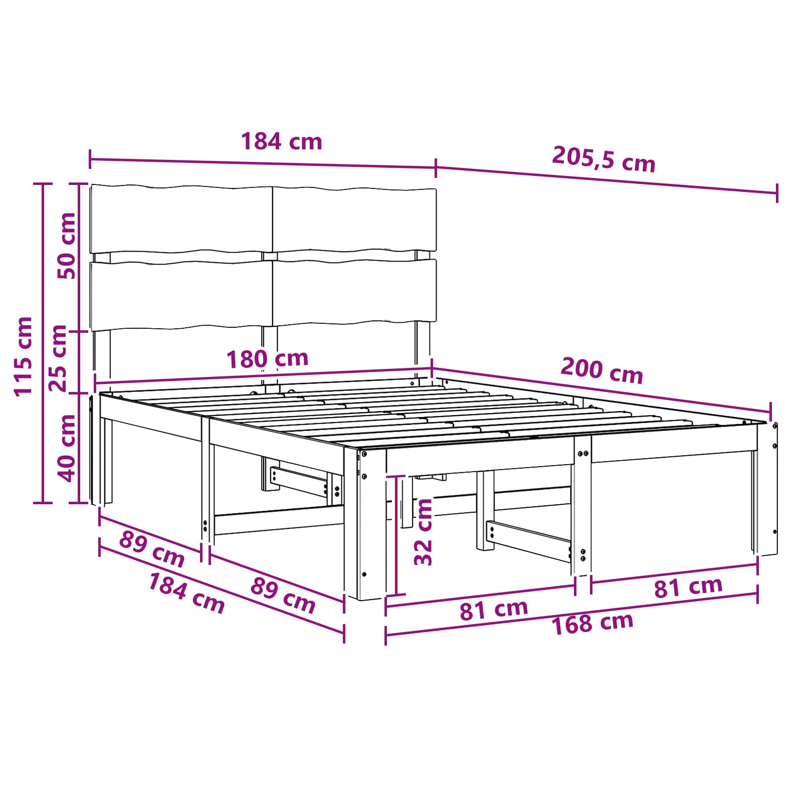 Διπλό Κρεβάτι με Κεφαλάρι ROSTOCK Λευκό 180 x 200 cm - Pakobazaar