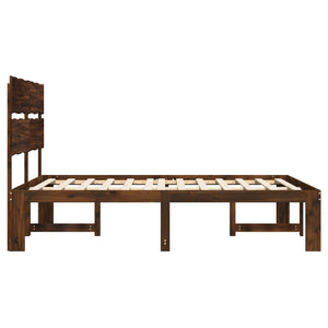 Διπλό Κρεβάτι με Κεφαλάρι ROSTOCK Σκούρο Καφέ 200 x 200 cm - Pakobazaar