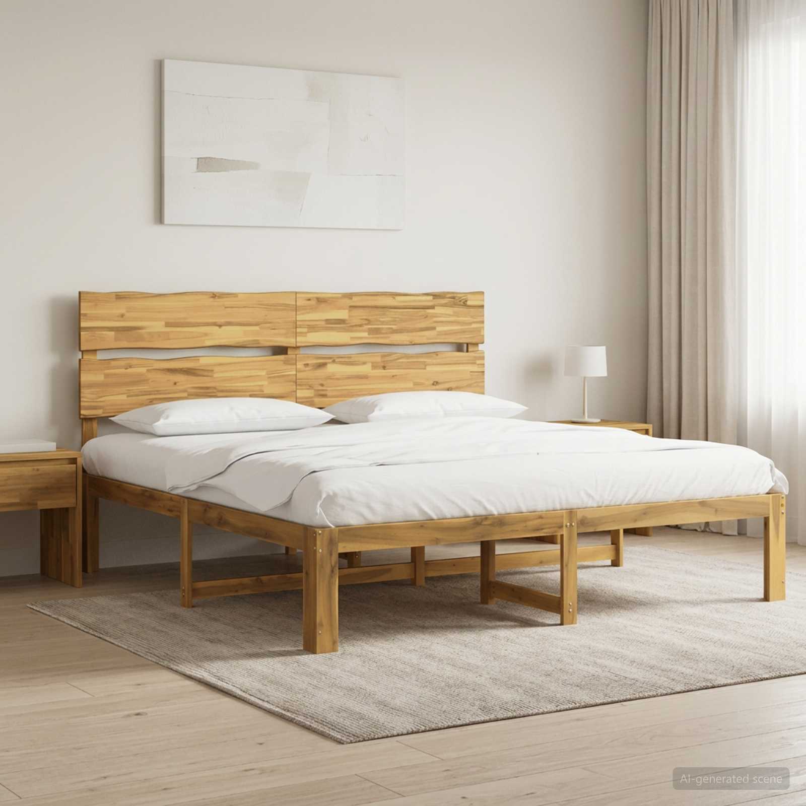 Διπλό Κρεβάτι με Κεφαλάρι ROSTOCK Λευκό 200 x 200 cm - Pakobazaar