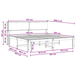 Διπλό Κρεβάτι με Κεφαλάρι ROSTOCK Φυσικό 193 x 203 cm - Pakobazaar