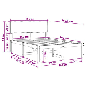 Διπλό Κρεβάτι με Κεφαλάρι ROSTOCK Φυσικό 152 x 203 cm