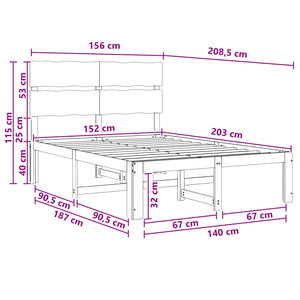 Διπλό Κρεβάτι με Κεφαλάρι ROSTOCK Φυσικό 152 x 203 cm - Pakobazaar