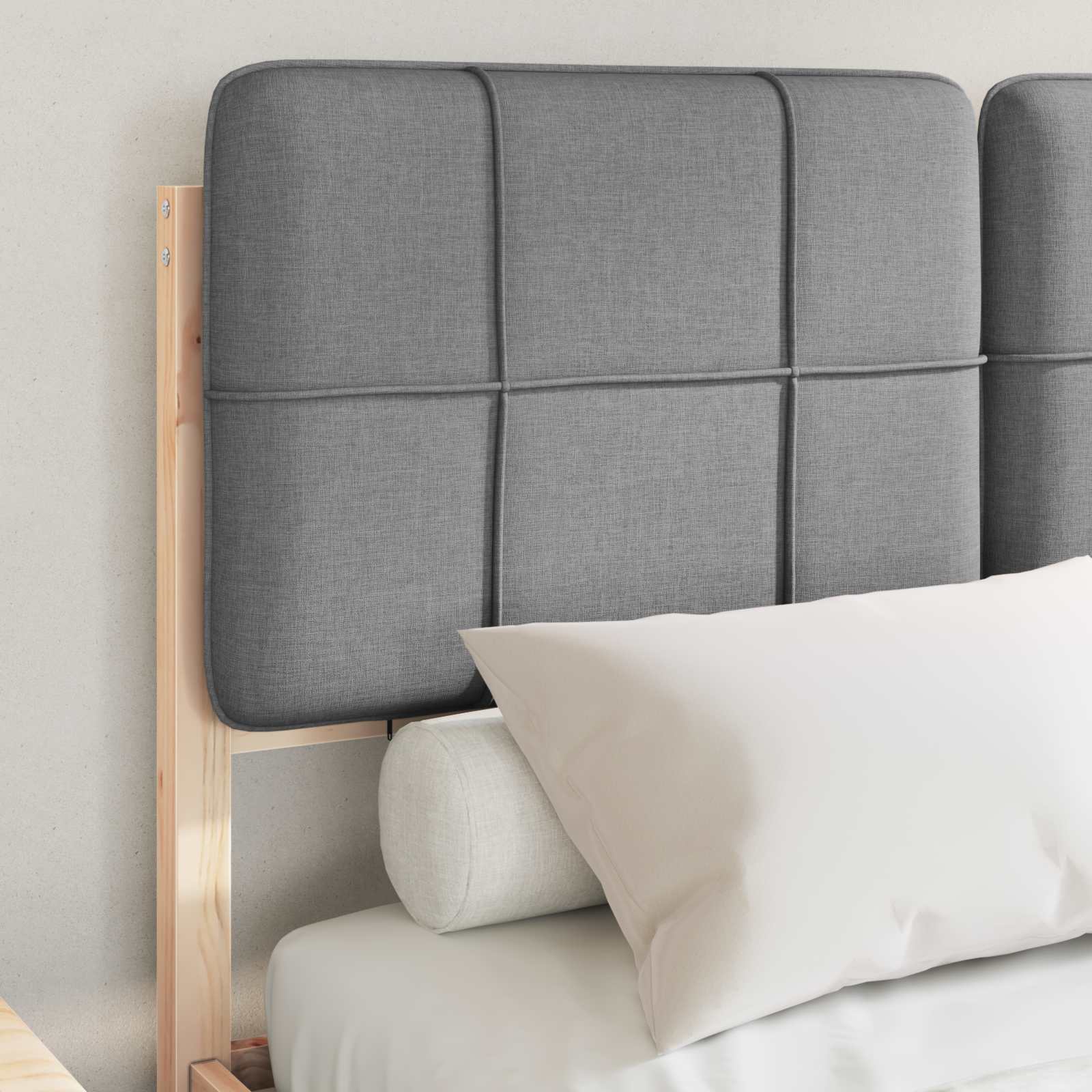 Σκελετός Κρεβατιού με Επενδεδυμένο Κεφαλάρι Ανοιχτό γκρι