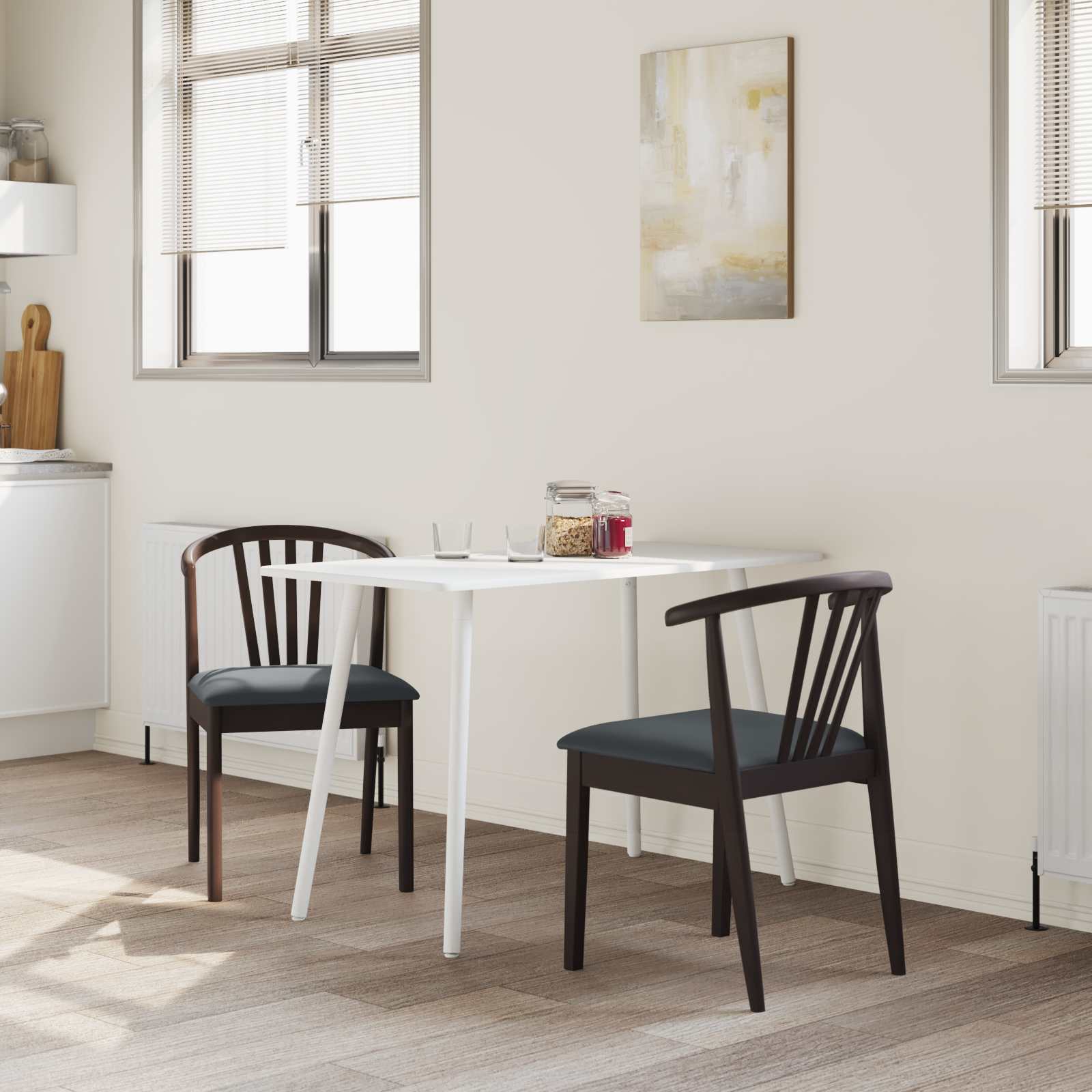 Καρέκλα τραπεζαρίας 2 pcs Ανοιχτό Καφέ και Μαύρο