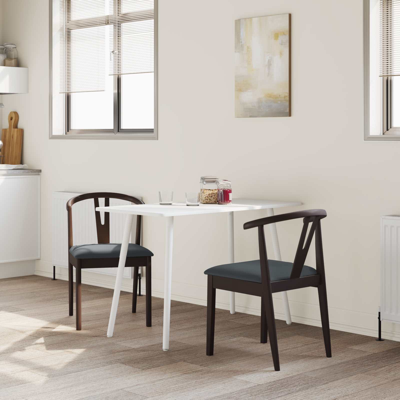 Καρέκλα τραπεζαρίας 2 pcs Ανοιχτό Καφέ και Μαύρο