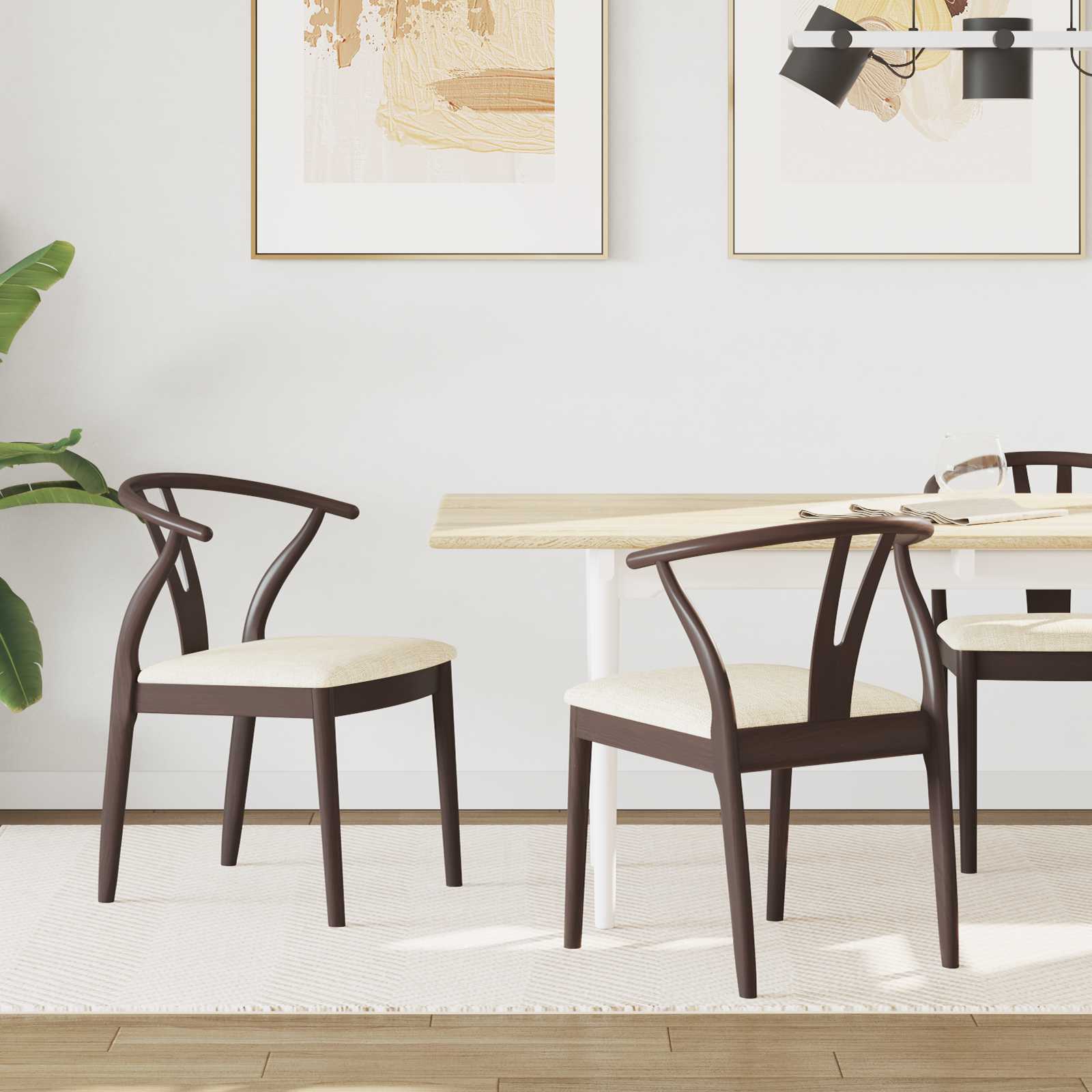 Καρέκλα τραπεζαρίας 2 pcs Ανοιχτό Καφέ και Ανοιχτό