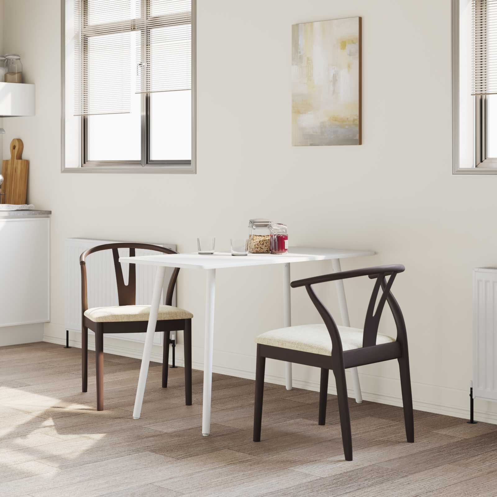 Καρέκλα τραπεζαρίας 2 pcs Ανοιχτό Καφέ και Ανοιχτό