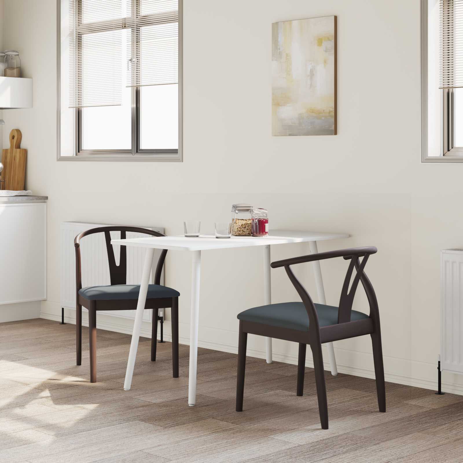 Καρέκλα τραπεζαρίας 2 pcs Ανοιχτό Καφέ και Μαύρο