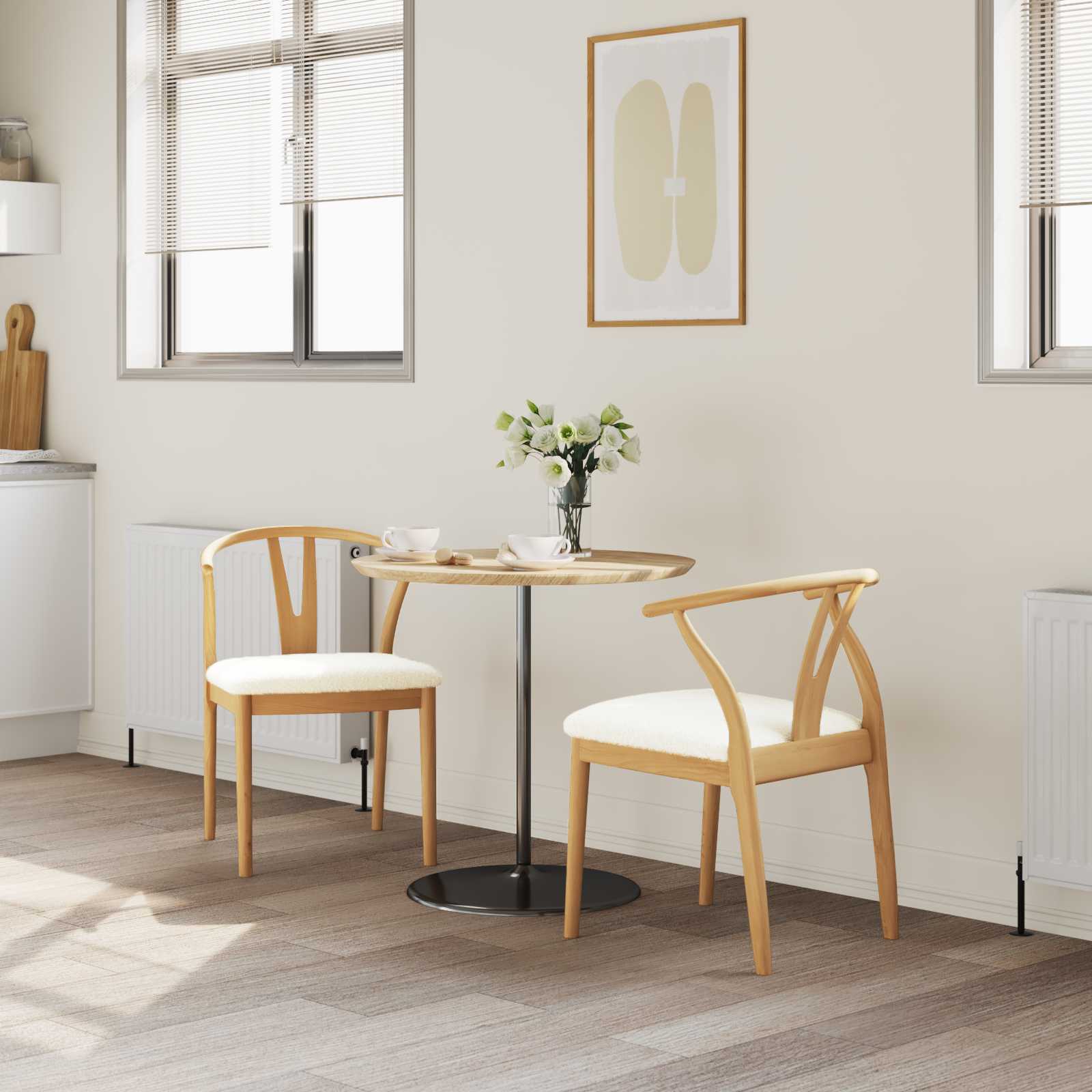 Καρέκλα τραπεζαρίας 2 pcs Φυσικό και Ανοιχτό