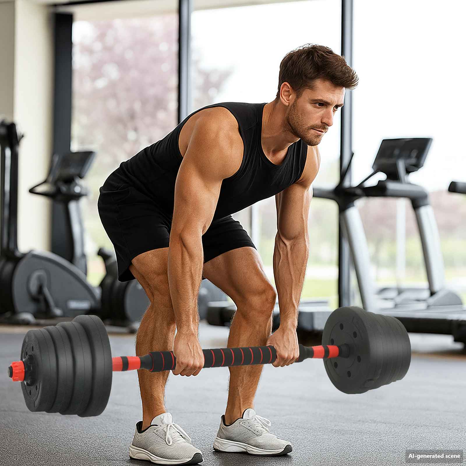 Σετ Αλτήρων & Μπάρας 2 σε 1 30kg Μαύρο και Κόκκινο - Pakobazaar