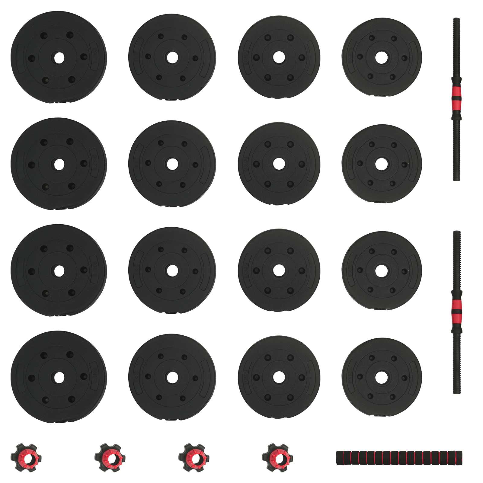 Σετ Αλτήρων & Μπάρας 2 σε 1 30kg Μαύρο και Κόκκινο - Pakobazaar