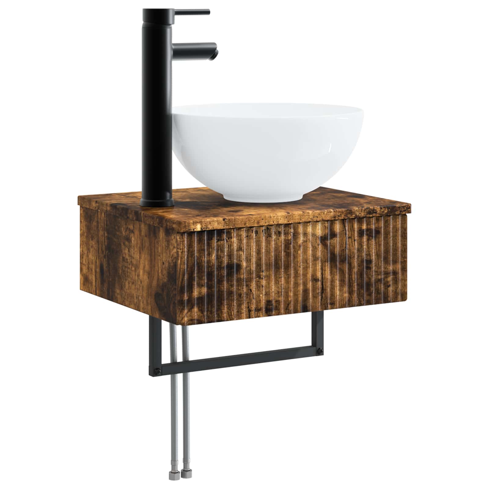 Σετ Επίπλων Μπάνιου 3 τμχ. Καπνισμένο Ξύλο Δρυός - Pakobazaar