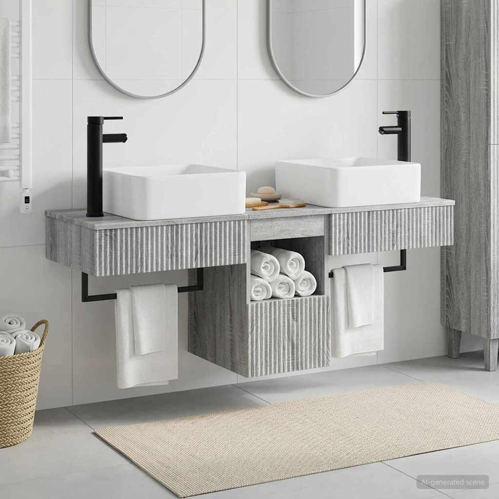 Σετ Ντουλαπιών Μπάνιου 3 τμχ. Γκρι Sonoma 53 x 35 x 39 εκ - Pakobazaar