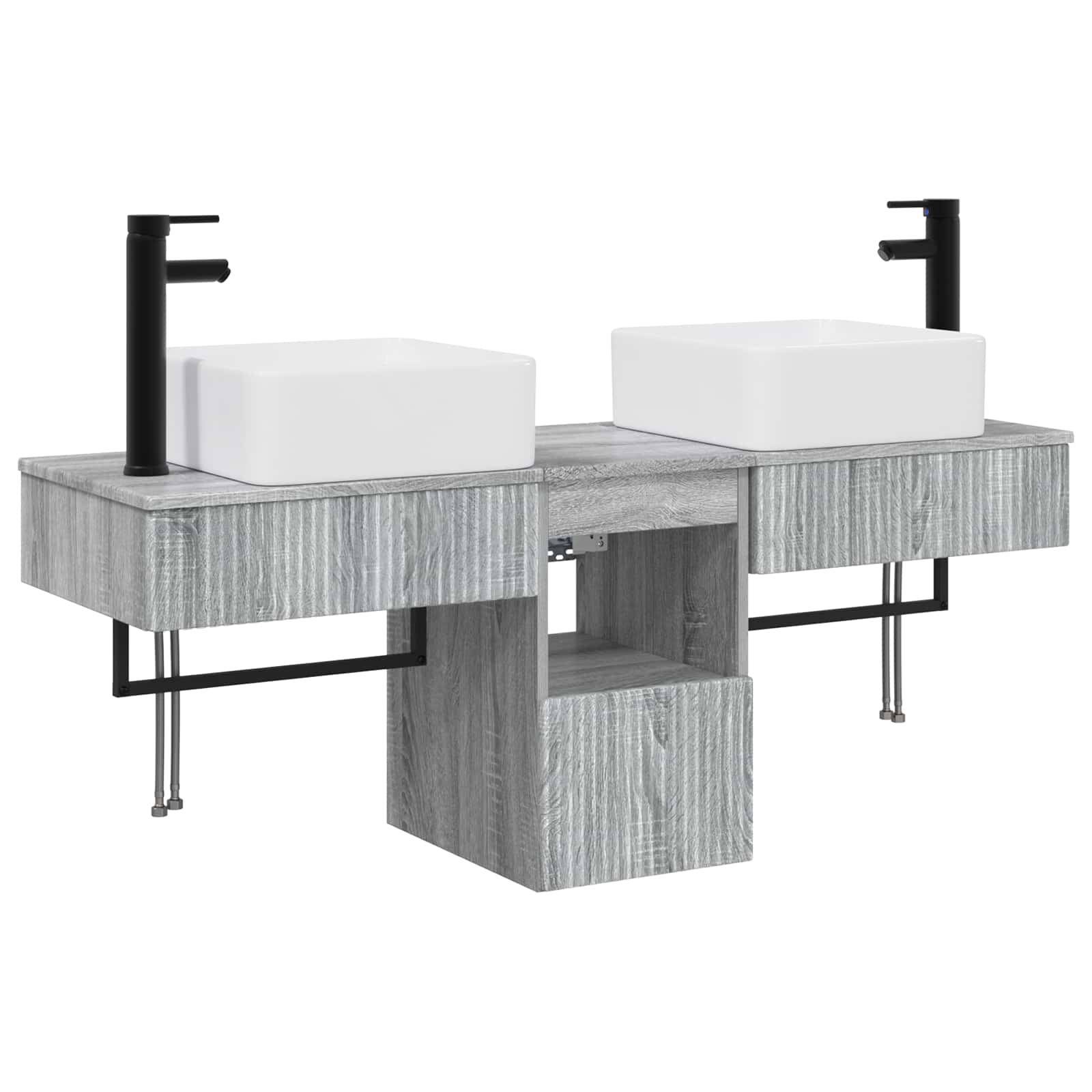 Σετ Ντουλαπιών Μπάνιου 3 τμχ. Γκρι Sonoma 53 x 35 x 39 εκ - Pakobazaar