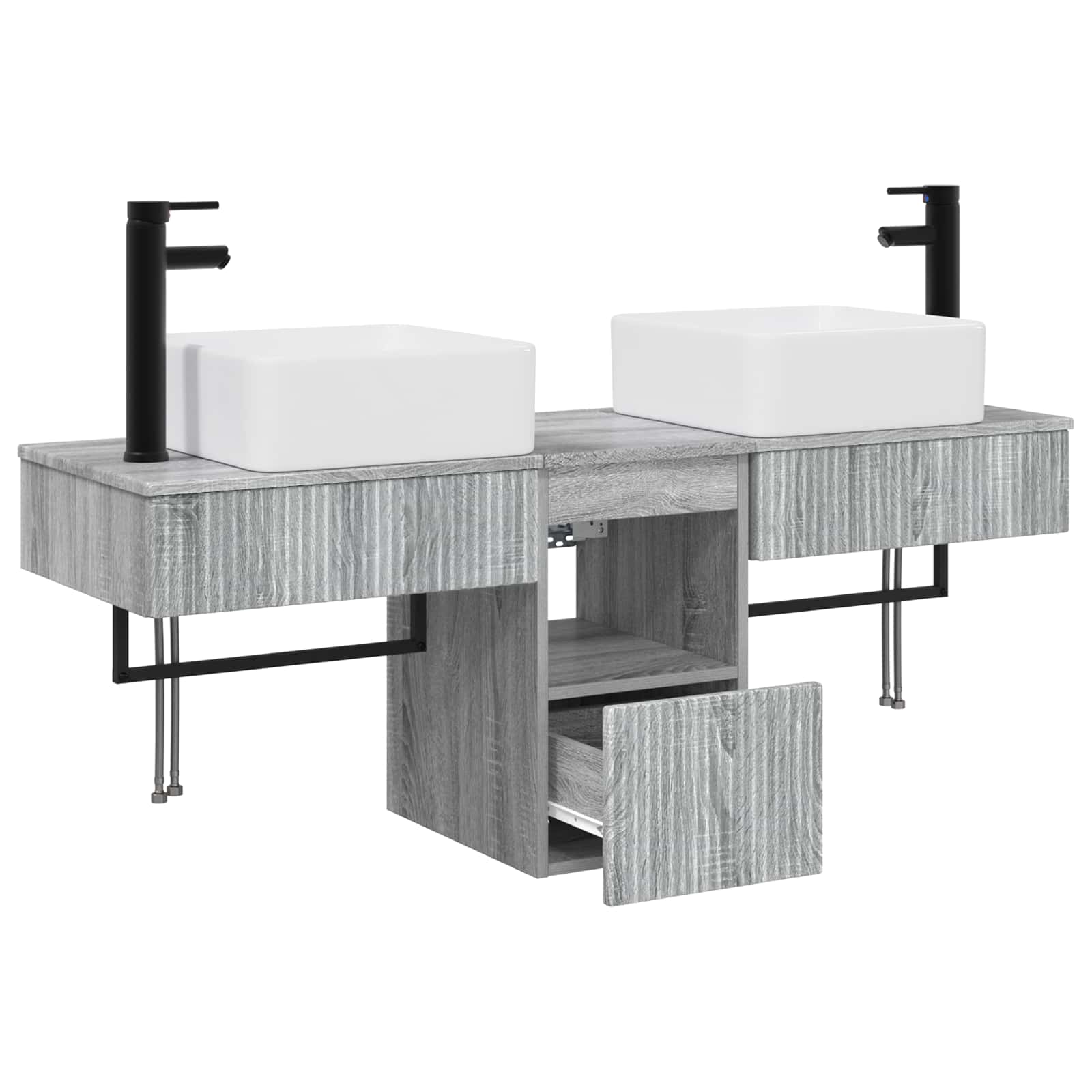 Σετ Ντουλαπιών Μπάνιου 3 τμχ. Γκρι Sonoma 53 x 35 x 39 εκ - Pakobazaar