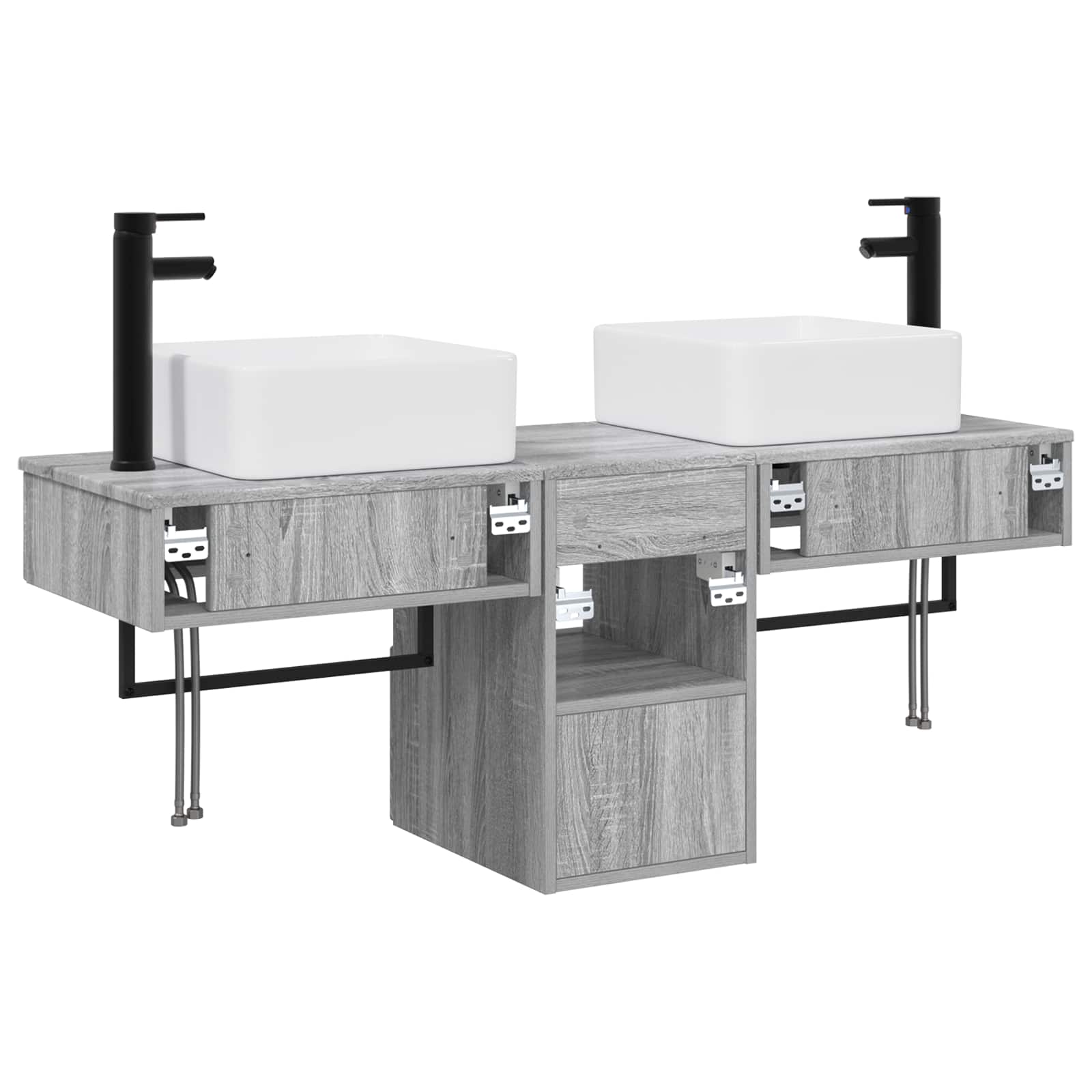 Σετ Ντουλαπιών Μπάνιου 3 τμχ. Γκρι Sonoma 53 x 35 x 39 εκ - Pakobazaar