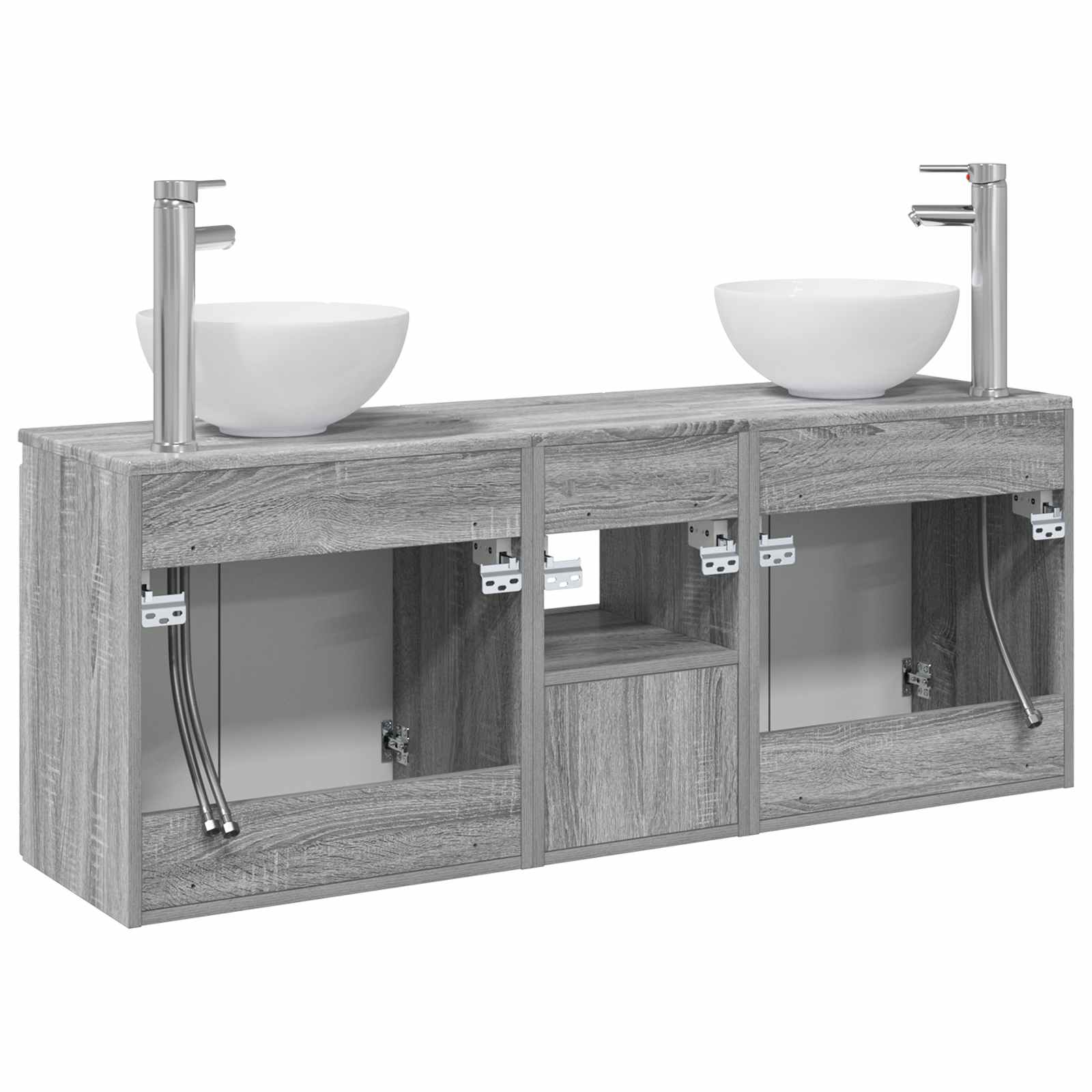 Σετ Ντουλαπιών Μπάνιου 3 τμχ. Γκρι Sonoma 49,5 x 35 x 63 εκ - Pakobazaar