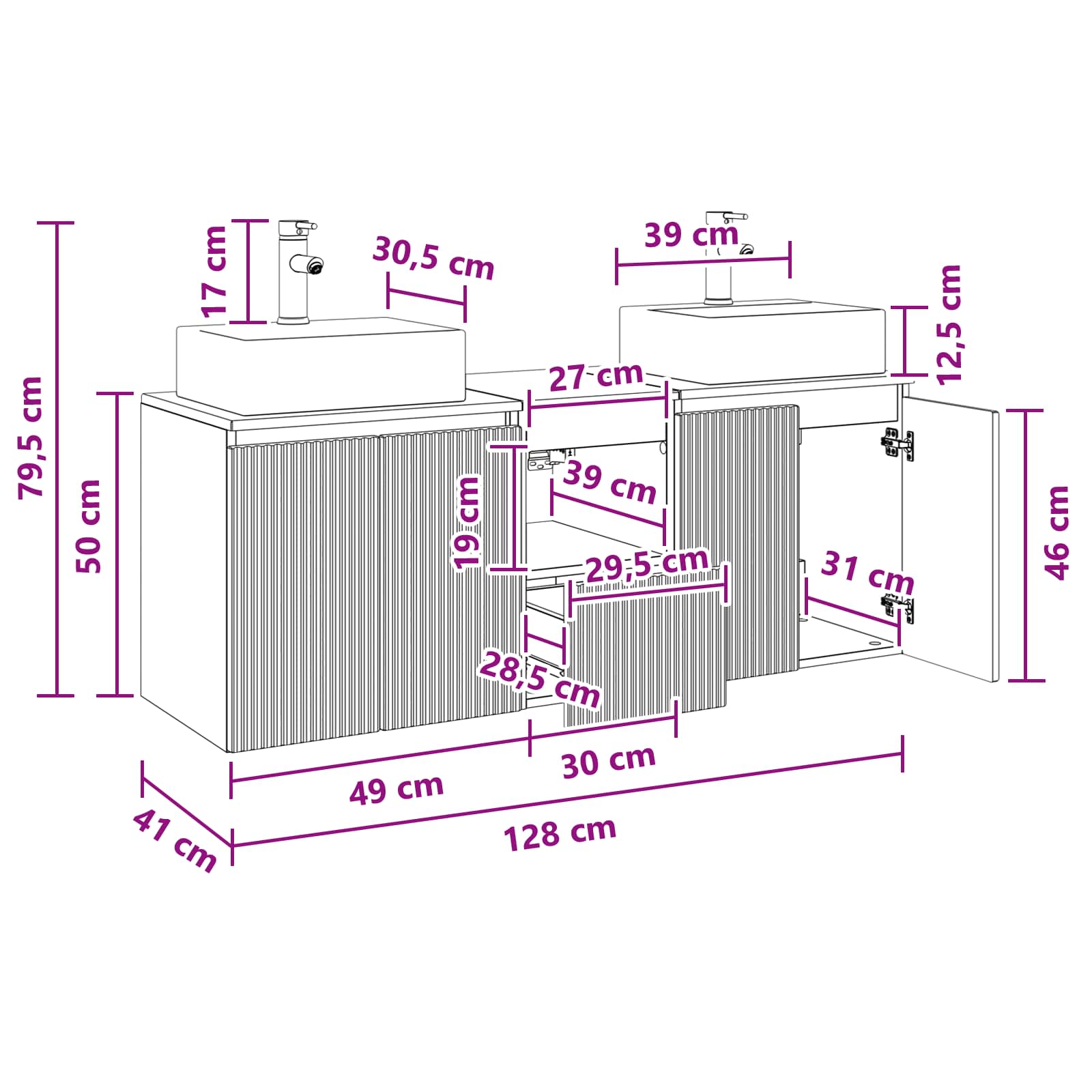 Σετ Ντουλαπιών Μπάνιου 3 τμχ. Γυαλιστερό Λευκό