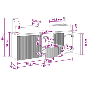 Σετ Ντουλαπιών Μπάνιου 3 τμχ. Μαύρο 53 x 35 x 63 εκ