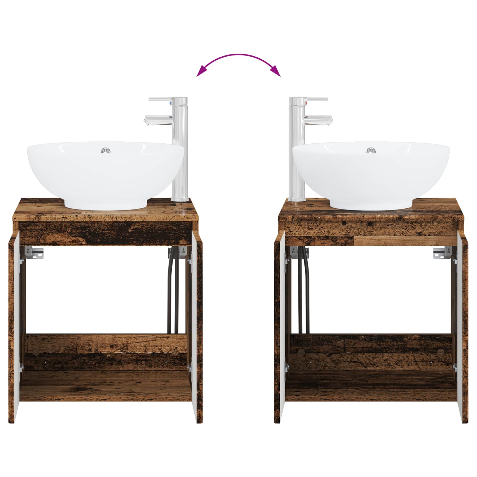 Σετ Ντουλαπιών Μπάνιου 3 τμχ. Παλαιωμένο ξύλο